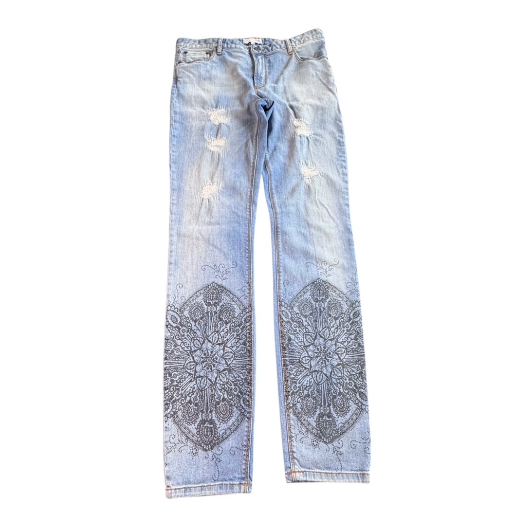 Odd Molly Light Wash Distressed Boho Tattoo size 4